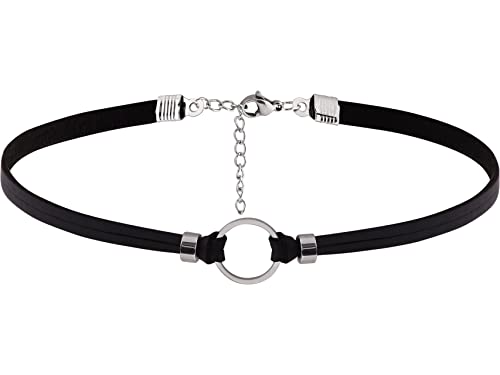 Sacina Goth Hippie O Ring Choker, Black Faux Leather Choker, Halloween Christmas New Year Jewelry Gift For Women