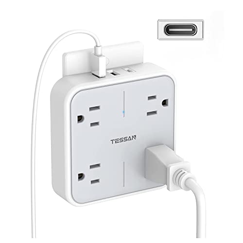Wall Outlet Extender, TESSAN 4 Multi Plug Outlet Splitter with 1 USB C and 2 USB A Charging Ports, Multiple Plug Extension Block with Surge Protector for Home, Kitchen, Office, Dor image 4