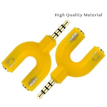 Image of FENTICO 3.5mm Stereo TRS Female Jack to Headphone Microphone Splitter Converter Adaptor (Specially Designed for Mobile and Tablet Only), Colour -Yellow