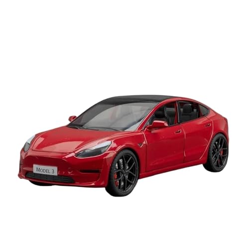 Tesla Model 3 miniature 1/24 alliage modèle de voiture rouge son et lumière