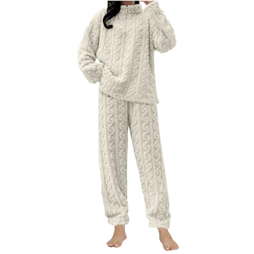 HAOLEI 2024 Pijama Polar Mujer,Pijama Mujer Invierno Forro Polar Felpa Conjunto de Sudaderas con 1/4 Cremallera y Pantalon Largo Ocio Ropa Casa Suave y Cómodo Pijama Coralina Mujer Pijama Mujer