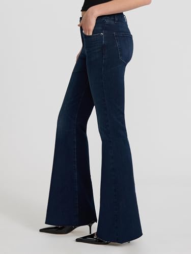 EXPRESS Women’s FlexX Jeans – Mid Rise ’70s Stretch Flare, Waistband Expands 2", Comfortable Sculpt Denim – Dark Denim3