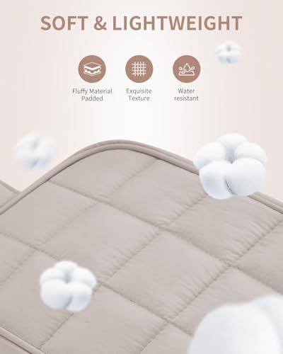 Image of Narwey Quilted Makeup Bag Puffy Make up Bag Cosmetic Bag Organizer, Puffer Travel Toiletry Bag for Traveling Women Girl, Travel Bag for Toiletries, Skincare Medicine Bags (Khaki)