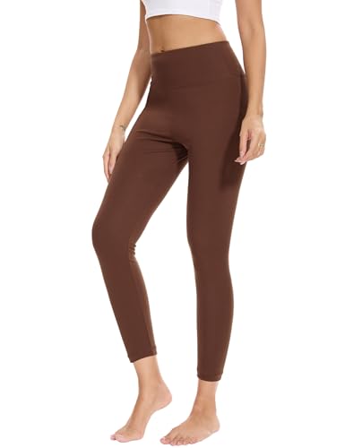 GYS Womens High-Waisted Fitted Leggings - Ultra Soft Stretchy Basic Legging - Viscose Made from Bamboo Coffee X-Large