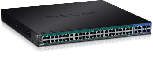 TRENDnet, TPE 5048WS, Switch Web Smart PoE+ de 52 Puertos, 48 Puertos Gigabit PoE+, 4 Puertos Gigabit compartidos (RJ 45 o SFP)