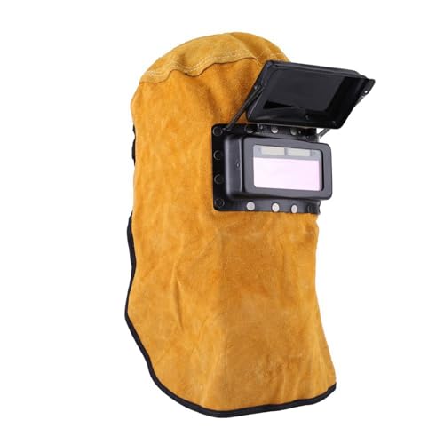 Casco de Soldadura de Cuero con Lente de Oscurecimiento Automático para Protección Facial y Cuello Pantalla de Soldador con Ajuste Rápido y Material Transpirable