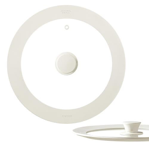 CAROTE カローテ 鍋蓋 フライパンカバー24cm26cm28cm兼用 シリコーンリッド ガラス蓋 耐熱240度 オシャレで可愛い 省収納スペース 食洗器対応 ホワイト 24cm-26cm-28cm－最新型 (白, 24-26-28cm)のサムネイル