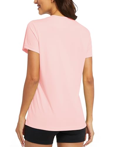 Image of MAGCOMSEN Women's Short Sleeve T-Shirts UPF 50+ Sun Protection Shirts Quick Dry Athletic Running Workout Tops Rash Guard