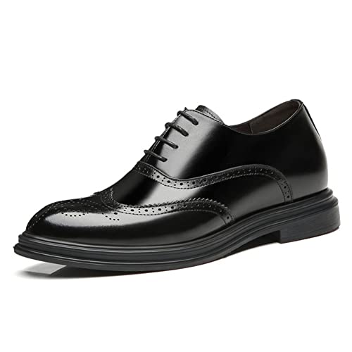Men's Leather Elevator Oxfords 3.15 Inches Dress Business Shoes Invisible Height Increasing Formal Brogue