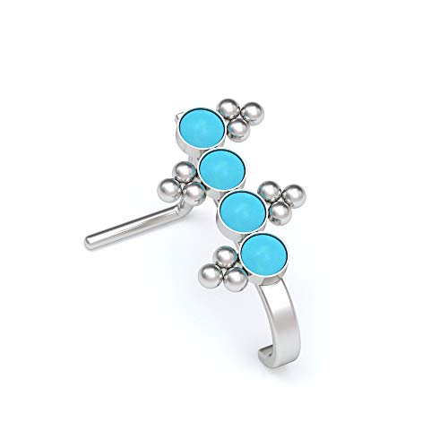 Nose Ring Hoop Surgical Steel Turquoise Nose Hoop With Stud Nostril Stud Nose Stud Ring 22g 20g 18g 16g Nostril Jewelry Nose Earring