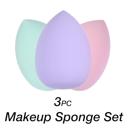 3pc Makeup Sponges Value Pack - 3-Pack Beauty Sponge Applicator Set in Pastels - Cosmetic Makeup Blender For Foundation, Blush, Concealer, Eyeshadow, Contour & Highlighter - Image 3