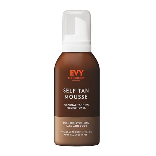 EVY Mousse Autobronceador para Rostro y Cuerpo - bronceado natural medio/oscuro de larga duración, hidratante, sin perfume, vegano (white)