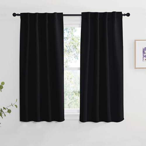 NICETOWN Halloween Blackout Curtains Window Panel Drapes - (Black Color) W34 x L54, Double Panels, Home Decoration Light Blocking Thermal Insulated Ro