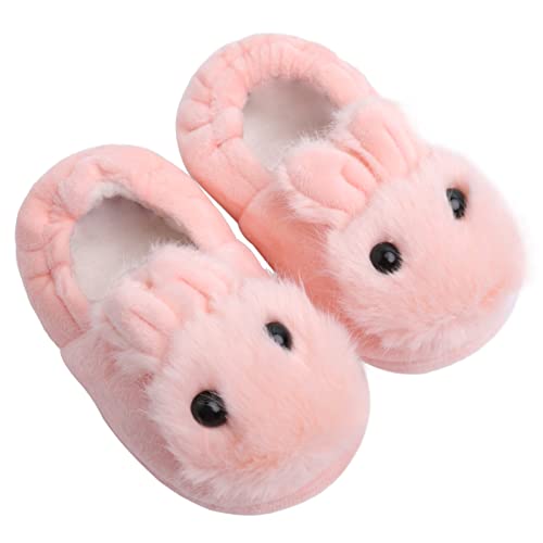 Image of Szsppinnshp Boys Girls Plush Warm Cute Bunny House Slippers Fuzzy Indoor Bedroom Shoes Animal Soft Cozy Cute Cartoon Plush Anti-Slip Shoes for Toddler Kids