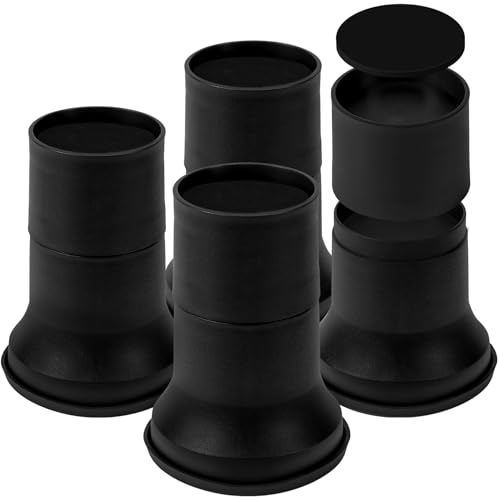 こたつ・テーブル・ベッド・机の高さ調節が簡単にできる ベッドの高さをあげる足 高さを上げる 高さ調節脚 こたつ 継足し 継ぎ足 テーブル脚台 3段階高さ調整 5.5cm 10cmと15.5cm 暖房器具 (耐荷重1000kg) ブラック 4個セット