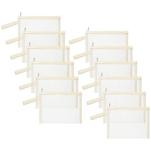 12 Psc Mesh Zipper Pouch Bags,Small Comestic Makeup Bage For Travel, Purse Organizer Pouches (Mike White, A5*12)