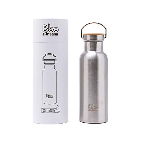 Irisana 72.Bbo14.AC Bouteille Isotherme avec Bouchon en Bambou, sans Sexe, Acier, 500 ML