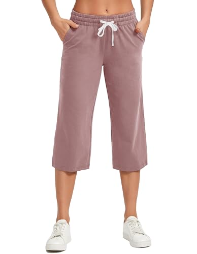 Image of SPECIALMAGIC Women Capri Pants Cotton Yoga Wide Leg Pajama Pants Capris Sweatpants Sports