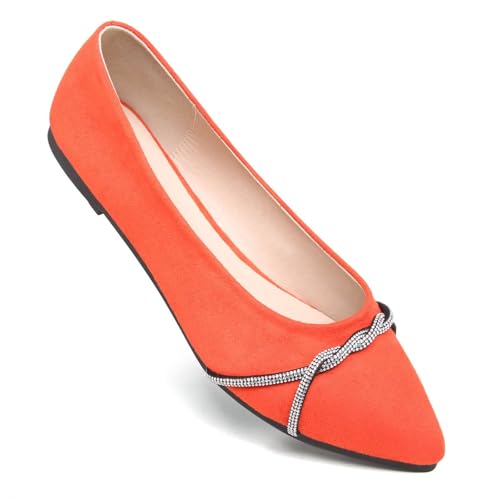 Image of TN TANGNEST Womens Casual Flats Chain Ballet Flats | Fashion Pointed Toe Rhinestone Flats, Comfort Slip On Dress Shoes for Business Work Office Wedding Party