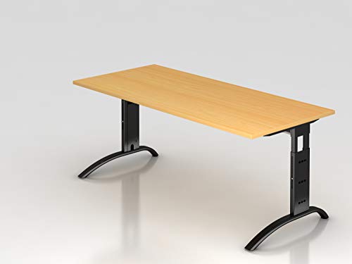 Preisvergleich Produktbild Schreibtisch C-Fuß 180x80cm Buche / Schwarz