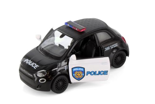 KiNSMART Fiat 500e Police Car 1:28 Modelo Metal 5 Pulg miniatura 2