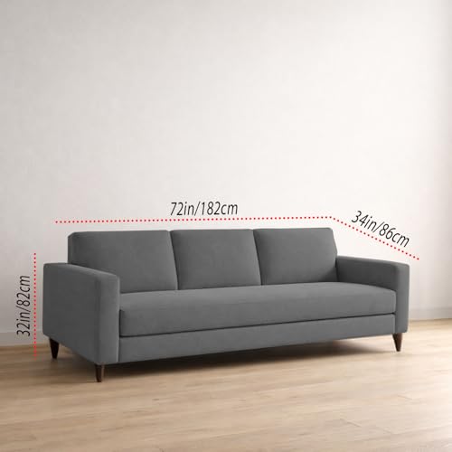 Image of Carlos 3 Seater Sofa Set for Living Room & Home Office, Modern Furniture Fabric Sofa Couch with Comfortable Soft Cushioning, Durable Wooden Frame, Stylish Seating for Home (Dark Grey)