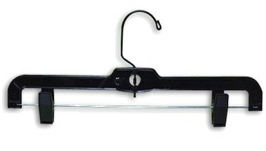 DisplayImporter 14'' Heavy Weight Pants & Skirt Hanger with Clips - Pack of 100 - Black (#5131)