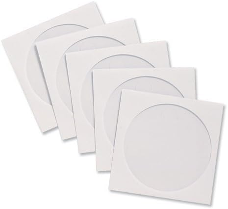 100 x Dragon Trading High Grade CD/DVD Sleeve Envelopes Paper with Window W126xH126mm White [Pack 100]