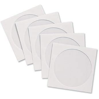 High Grade CD / DVD Sleeve Envelopes Paper with Window W126xH126mm White [Pack 100] by DragonTrading