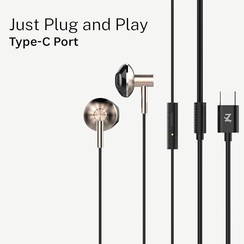 Image of Z Plus Type-C in-Ear Earphones with HD Mic, AI Noise Reduction, 14mm Dynamic Drivers for Hi-Res Audio, Tangle-Free Wired Earbuds, Comfortable Ergonomic Fit for USB-C Devices (Black)