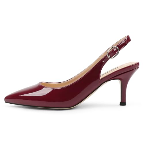 Image of JOY IN LOVE Slingback Kitten Heels for Women Closed Pointed Toe Pumps Dress Shoes