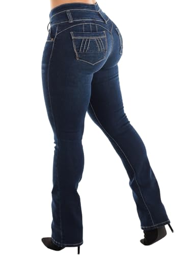 Image of Moda Xpress Women's Butt Lifting High Waisted Bootcut Jeans - Stretchy, Comfortable Flare Jeans in Junior Size Vintage Style