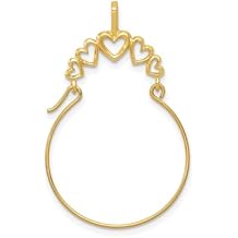 JewelryWeb - 14k Yellow, White or Rose Gold Polished 5 Heart Charm holder Pendant - Ring Holder Pendant for women - Gifts for Mom Grandma - Mothers day Gift