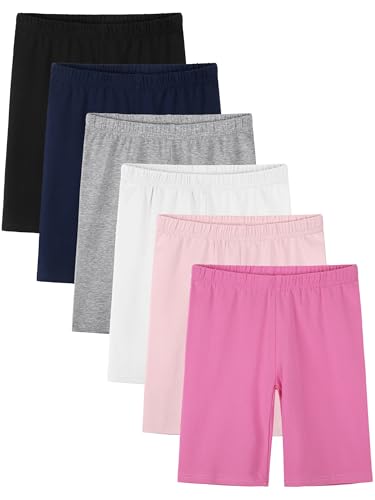 YERIOK 6 Pack Girls Bike Shorts Cotton Biker Shorts Cartwheel Clothes for Kids Under Dress Dance Multi-Color Set A 5-6Y