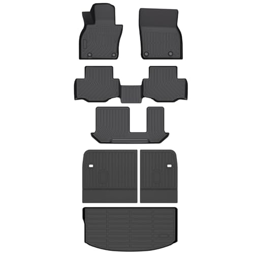 HAFIDI® Floor Mats & Backrest Mats & Cargo Mats for Mazda CX-90/CX-90 PHEV 2026 2025 2024 8 Seats with 2nd Row with Bench Seat, All Weather TPE Custom Fit Floor Liners for CX-90/CX-90 PHEV Car Mats