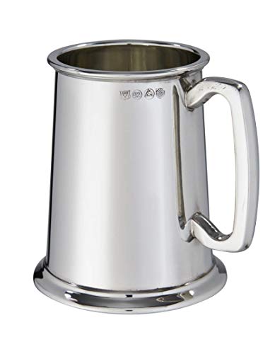 Wentworth Pewter - Plain 1 Pint Glass Base Heavy Pewter Tankard, Beer Mug