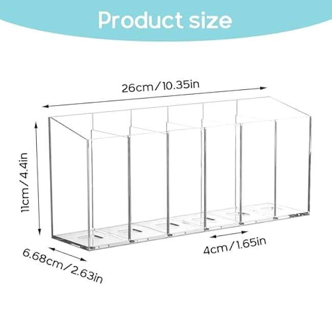 Qivine Drink Packet Organizer, Clear Water Drink Packet Holder, Acrylic Packet Organizer Pantry with 6 Compartments Removable Dividers for Table Refrigerator Cabinets Pantry (single)