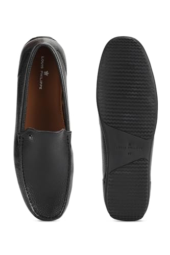 Image of Louis Philippe Men Premium Leather Breathable Lining Material Anti Slip Flat Heel TPR Sole Formal Loafers