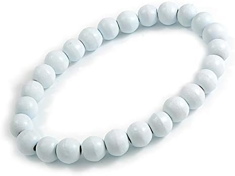 Avalaya Chunky Snow White Round Bead Wood Flex Necklace - 44cm Long, white / ivory - Image 5