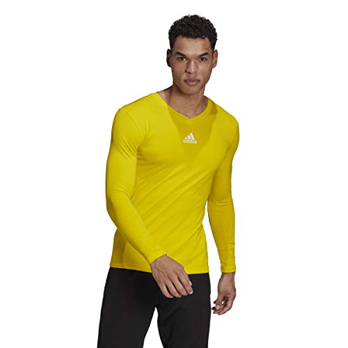 adidas Herren Team Base Tee Langarm T-Shirt, Team Yellow, XS – Ansicht 2