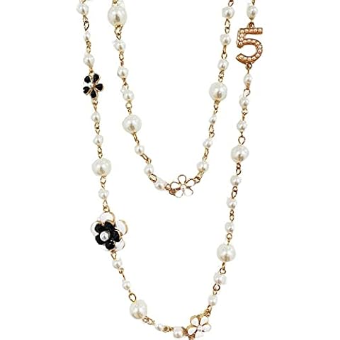 XaiYimee Camellia Pearl Sweater Necklace Cover