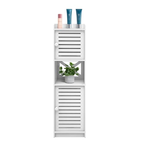 HUOLE Petit Meuble Salle de Bain, Armoire Toilette Colonne, Meuble Toilettes WC Rangement, Tiroir,...