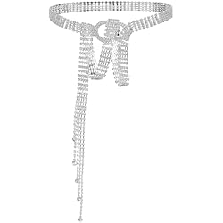 Amazon.com: Lovful Silver Rhinestone Belt for Dress,Elastic Glitter Belts,Adjustable  Belts for Women