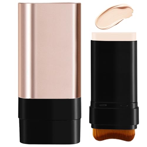 Corrector en barra Maquillaje líquido natural de larga duración con pincel Corrector impermeable 2 en 1 Cobertura total para mujeres Todos los tonos de piel, Color marfil, Correctores correctores