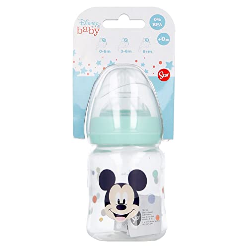 Stor8412497130016Cuello Ancho Botella con Silicona Pezón 3 Posiciones, 150 ml Capacidad, Genial Como Mickey