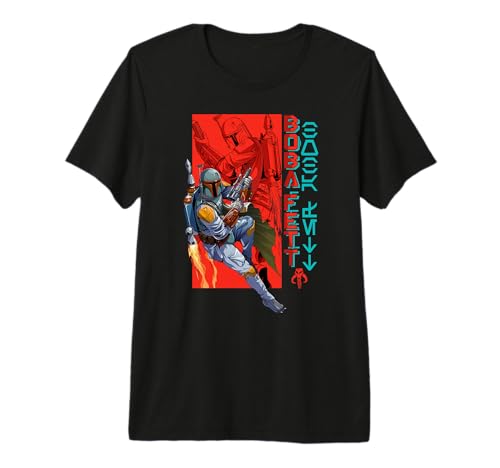 T-shirt Star Wars Boba Fett Jet Pack Premium en coton noir pour fan de la saga