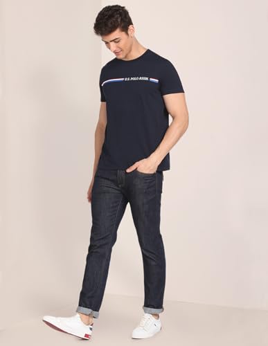 Image of U.S. Polo ASSN. Knitted Cotton T-Shirts for Men - 100% Cotton, Breathable & Comfortable, Half Sleeves Mens Casual T Shirts