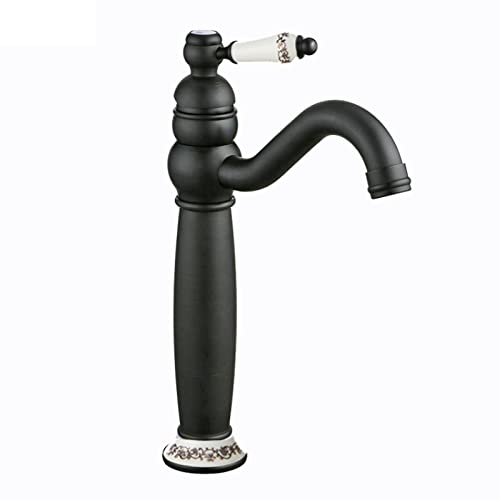 Mitigeur de lavabo de salle de bain rétro noir avec robinet eau chaude froide