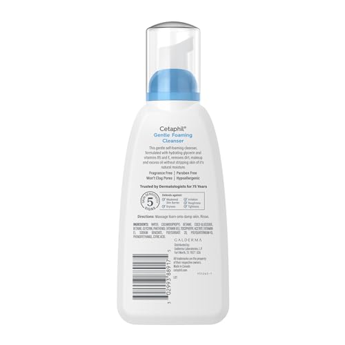 Cetaphil Oil Free Gentle Foaming Facial Cleanser, Sensitive Skin, 8oz