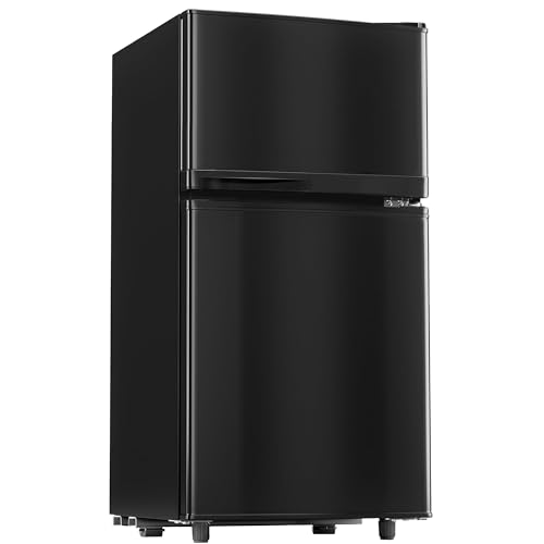 Image of Manastin 3.55 Cu.Ft Mini Fridge with Freezer, 2-Door Small Refrigerator with Adjustable Thermostat, Quiet Mini Refrigerator for Bedroom, Dorm & Office (Black)